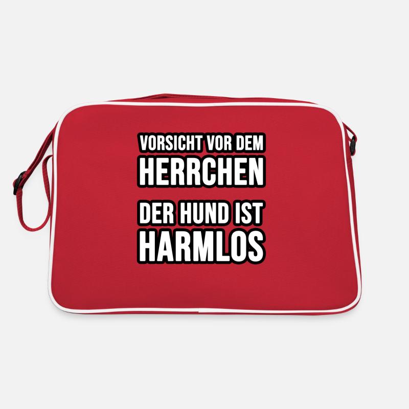 Vorsicht vor dem Frauchen oder Herrchen, der Hund Retro Tasche