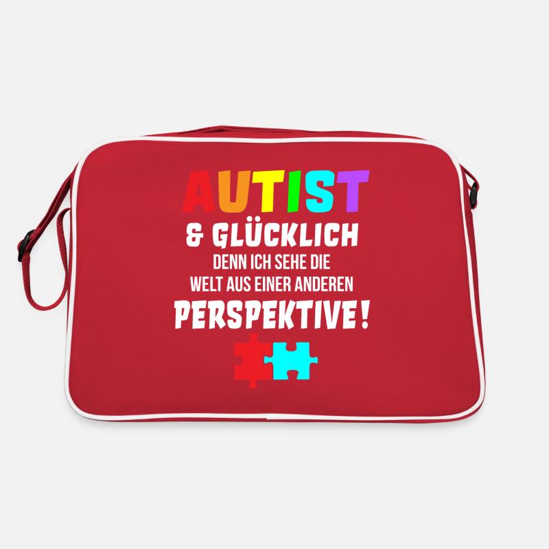 Autist Autismus Spruch süß Asperger Geschenkidee - Retro Tasche - Rot/Weiß