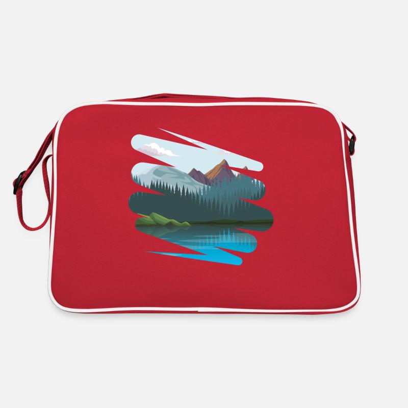 Paysage avec encore plus de montagnes - Sac Retro - rouge/blanc