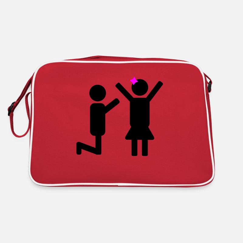 Hochzeitsantrag - Retro Tasche - Rot/Weiß