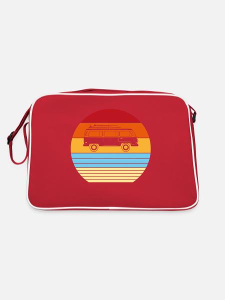 Gift Retro Vintage Old Car - Retro Bag - red/white - Back