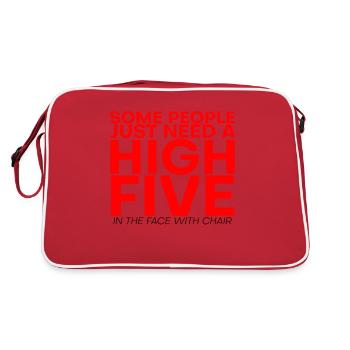 Certaines personnes ont besoin d’un high five dans le visage 3 - Sac Retro - rouge/blanc - Dos