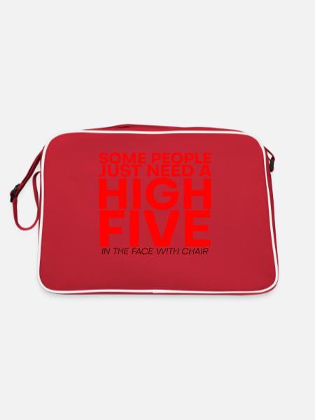 Some People Need A High Five In The Face 3 - Retro Tasche - Rot/Weiß - Hinten