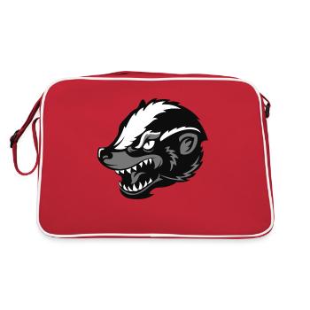 Dachs Design weiß grau - Retro Tasche - Rot/Weiß - Hinten