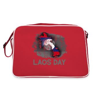 Laos Laote Laoten Flagge Elefant Lao I Geschenk - Retro Tasche - Rot/Weiß - Hinten