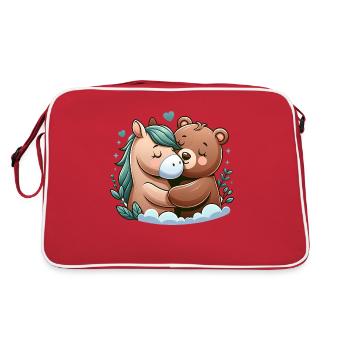 Câlin Cheval Et Ours Amoureux - Sac Retro - rouge/blanc - Dos