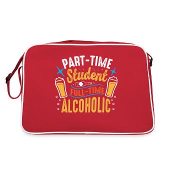 Étudiant à temps partiel Temps plein Alcoolique - Sac Retro - rouge/blanc - Dos