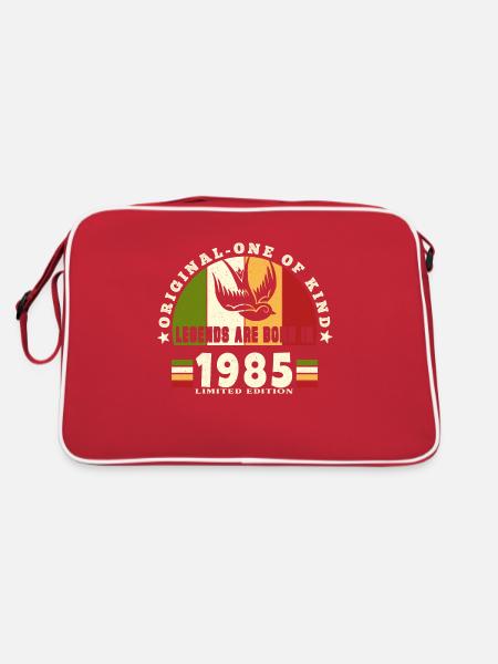 1985 Vintage Geburtstag Legende Geschenk - Retro Tasche - Rot/Weiß - Hinten