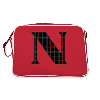 Monogram n Scottish tartan - Retro Bag - red/white - Back