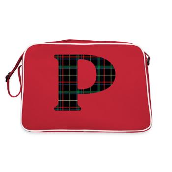Monogram p scottish tartan - Retro Bag - red/white - Back