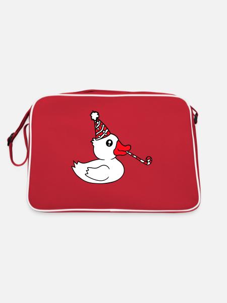 Canard Fête Serviette Chapeau Anniversaire Célébrer le Nouvel An - Sac Retro - rouge/blanc - Dos
