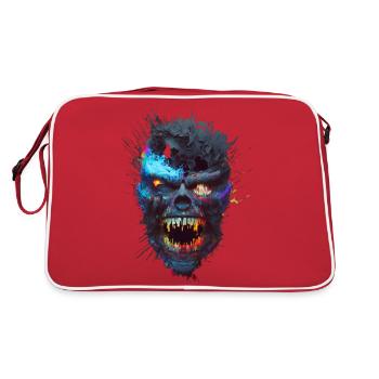 Glitch Monster Skull - Retro Bag - red/white - Back
