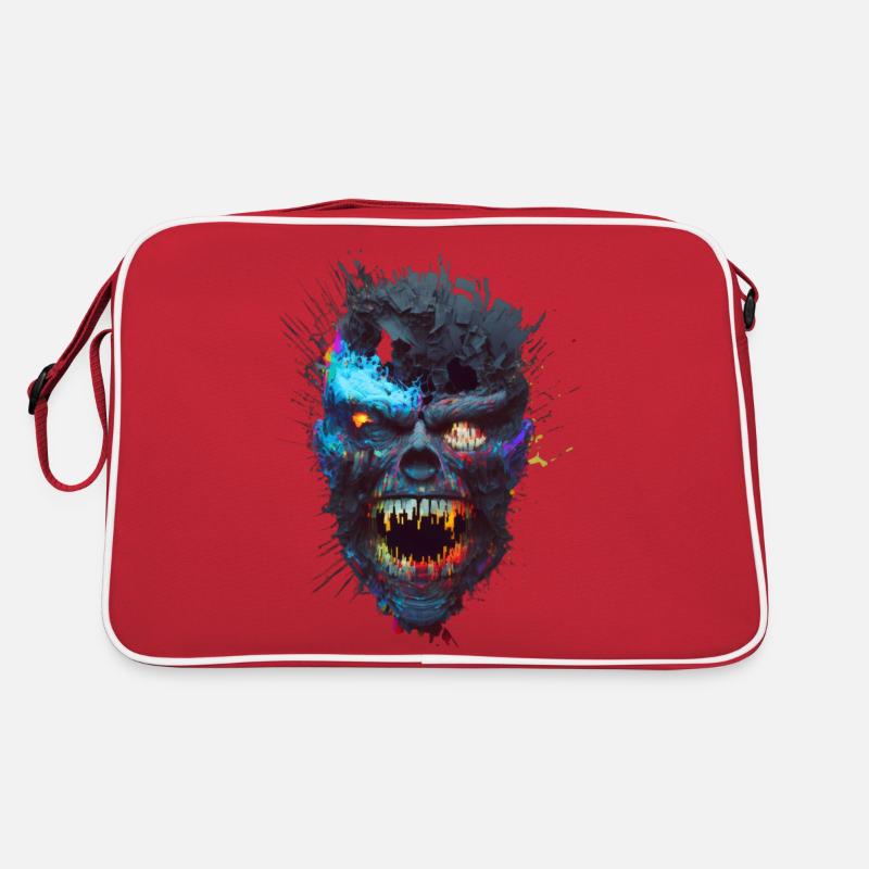 Glitch Monster Schädel Retro Tasche