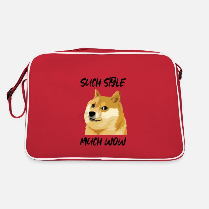 Concern Doge Meme Such Style Much Wow - Retro Tasche - Rot/Weiß