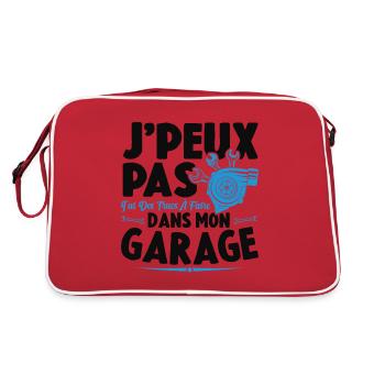 Je Peux Pas J'ai Des Trucs À Faire Dans Mon Garage - Sac Retro - rouge/blanc - Dos