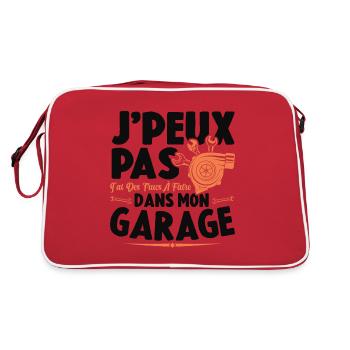 Je Peux Pas J'ai Des Trucs À Faire Dans Mon Garage - Sac Retro - rouge/blanc - Dos