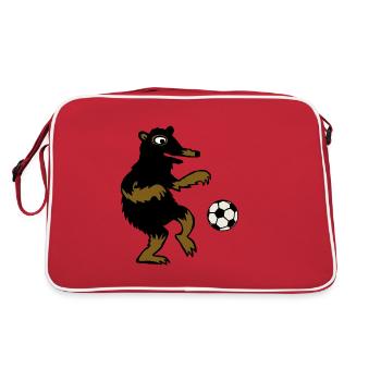 Bär Fussball - Retro Tasche - Rot/Weiß - Hinten
