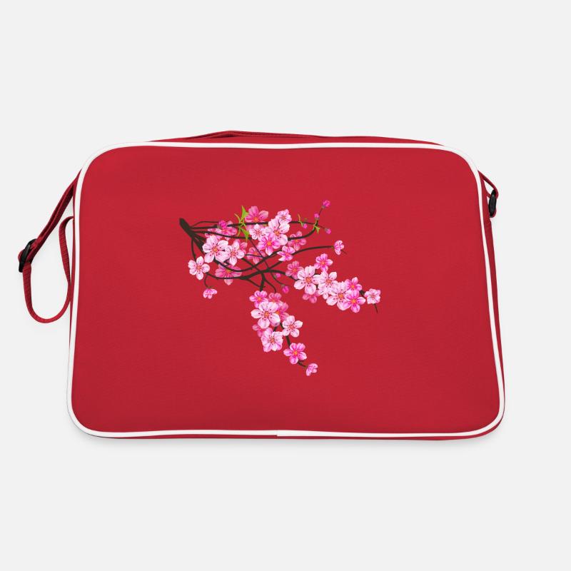 Sakura Blume - Retro Tasche - Rot/Weiß