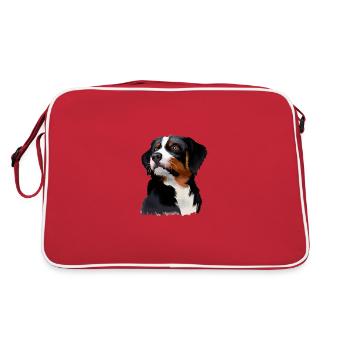 Appenzeller Sennenhund Aquarelle de chien Illustration - Sac Retro - rouge/blanc - Dos
