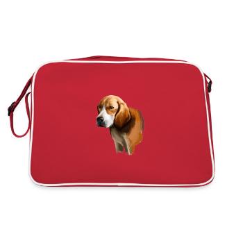 Beagle-Harrier Scent Hound Dog Sketch Illustration - Retro Bag - red/white - Back