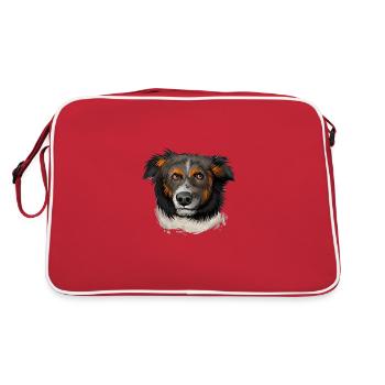Illustration d’aquarelle de chien de berger anglais - Sac Retro - rouge/blanc - Dos