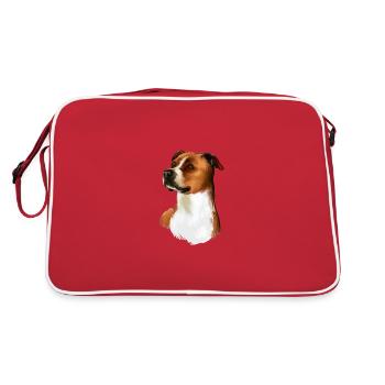 Illustration d’aquarelle de chien Foxhound anglais - Sac Retro - rouge/blanc - Dos