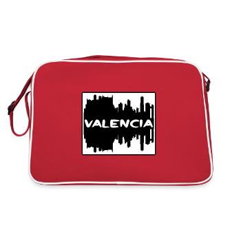Valencia Spanien Skyline Silhouette Reisesouvenir - Retro Tasche - Rot/Weiß - Hinten
