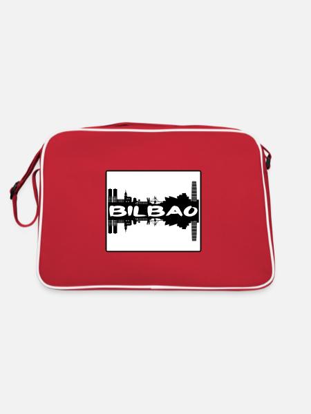 Bilbao Spanien Skyline Silhouette Reisesouvenir - Retro Tasche - Rot/Weiß - Hinten