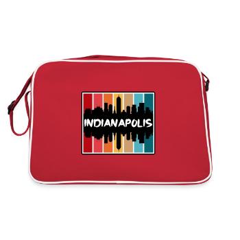 Indianapolis Indiana États-Unis Skyline Silhouette Voyage - Sac Retro - rouge/blanc - Dos