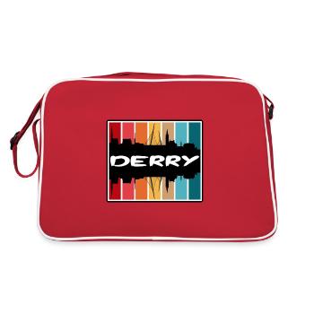 Derry Nordirland Skyline Silhouette Travel S - Retro Tasche - Rot/Weiß - Hinten