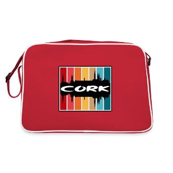 Cork Ireland Skyline Silhouette Travel Souvenir - Retro Bag - red/white - Back