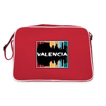 Valencia Spanien Skyline Silhouette Reise Souvenir - Retro Tasche - Rot/Weiß - Hinten