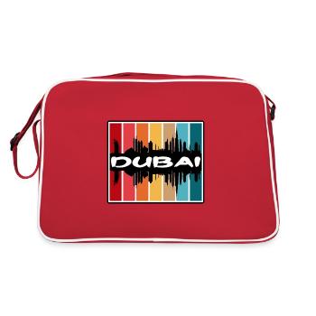 Dubai Uae Skyline Silhouette Travel Souvenir - Retro Bag - red/white - Back