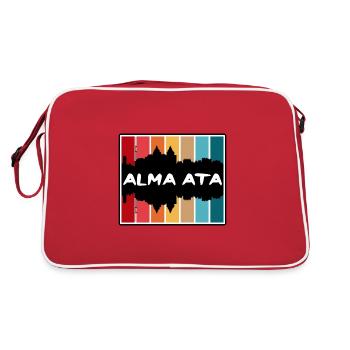 Alma Ata Kazakhstan Skyline Silhouette Travel Souv - Retro Bag - red/white - Back
