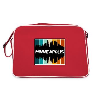Minneapolis Minnesota Usa Skyline Silhouette Trave - Retro Bag - red/white - Back