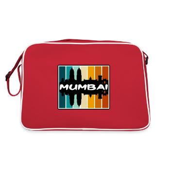 Mumbai India Skyline Silhouette Travel Souvenir - Retro Bag - red/white - Back