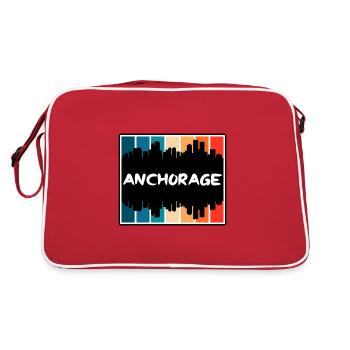 Anchorage Alaska Usa Skyline Silhouette Travel Sou - Retro Bag - red/white - Back
