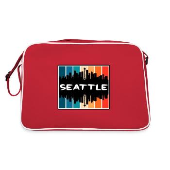 Seattle Washington États-Unis Skyline Silhouette Voyage S - Sac Retro - rouge/blanc - Dos