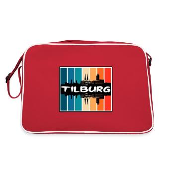 Tilburg Netherlands Skyline Silhouette Travel Souv - Retro Bag - red/white - Back
