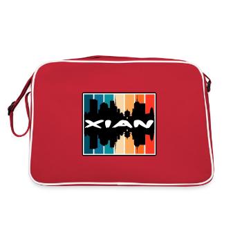 Xian China Skyline Silhouette Souvenir de voyage - Sac Retro - rouge/blanc - Dos