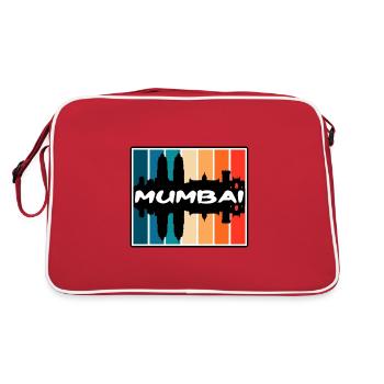 Mumbai India Skyline Silhouette Travel Souvenir - Retro Bag - red/white - Back