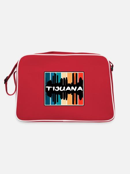 Tijuana Mexico Skyline Silhouette Travel Souvenir - Retro Bag - red/white - Back