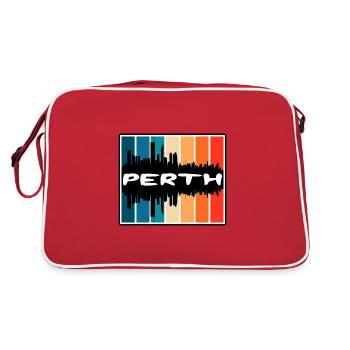 Perth Australia Skyline Silhouette Travel Souvenir - Retro Bag - red/white - Back