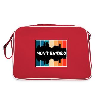 Montevideo Uruguay Skyline Silhouette Reisen Souve - Retro Tasche - Rot/Weiß - Hinten