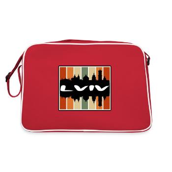 Lviv Ukraine Skyline Silhouette Souvenir de voyage - Sac Retro - rouge/blanc - Dos