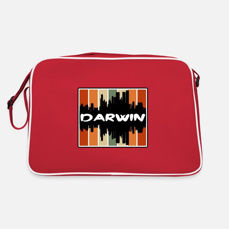 Darwin Australien Skyline Silhouette Reise Souveni - Retro Tasche - Rot/Weiß
