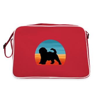 Cockapoo Dog Lover Silhouette Vintage Sunset - Retro Bag - red/white - Back