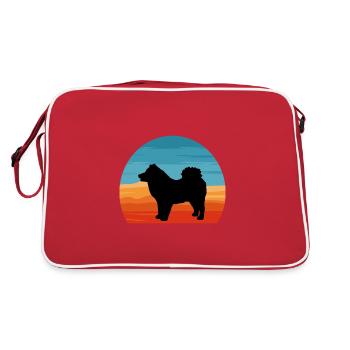Eurasier Dog Lover Silhouette Vintage Sunset - Retro Bag - red/white - Back