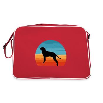 Braque Saint Germain Dog Silhouette Retro Coucher de soleil - Sac Retro - rouge/blanc - Dos