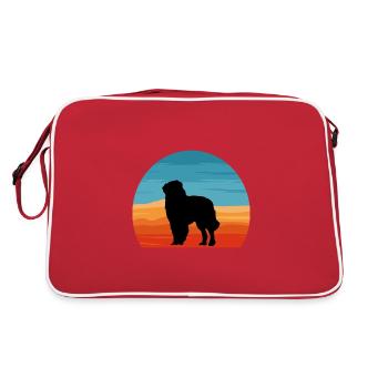 Carpathian Shepherd Dog Silhouette Retro Sunset - Retro Bag - red/white - Back